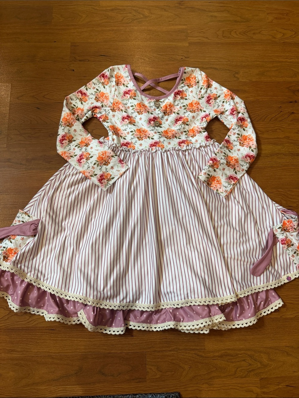Brand new Cheeky plum Floral Bodice Long Sleeve Dress size 8Y.